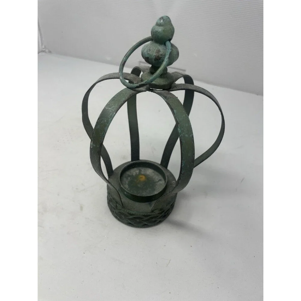 Rustic Green Crown Candle Holder Tea Light Candle Decor